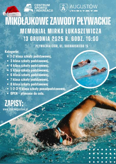 Mikołajkowe zawody pływackie - memoriał Mirka Łukaszewicza