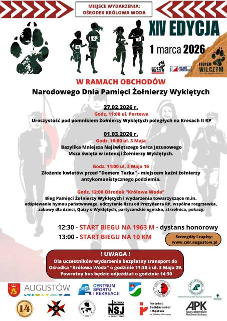 XIV EDYCJA BIEGU „TROPEM WILCZYM” – AUGUSTÓW 2026