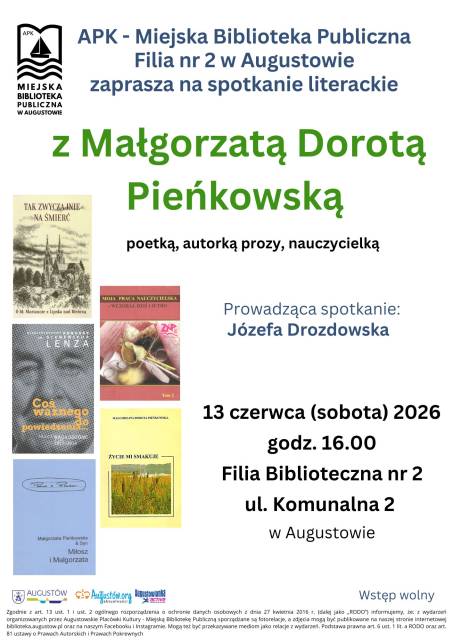 Spotkanie literackie z Małgorzatą Dorotą Pieńkowską