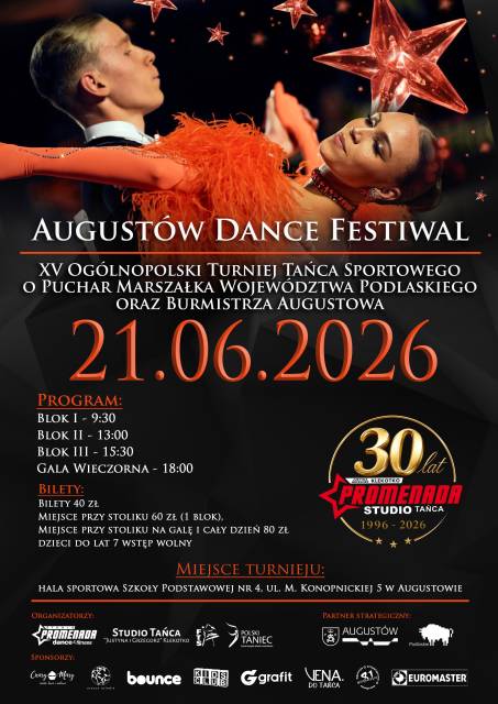 XV Ogólnopolski Turniej Tańca Sportowego o Puchar Marszałka Województwa Podlaskiego oraz Burmistrza Augustowa