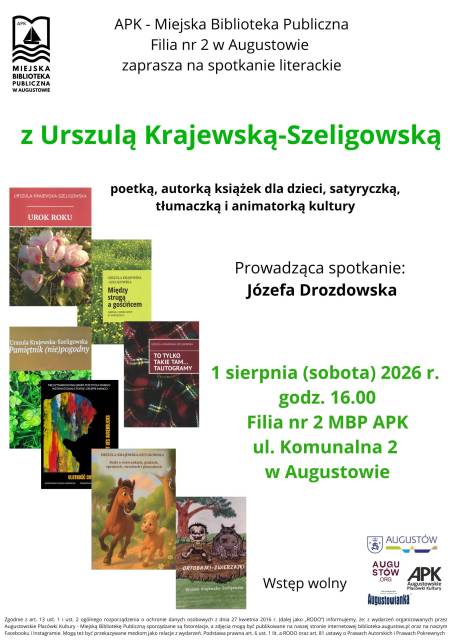 Spotkanie literackie z Urszulą Krajewską - Szeligowską