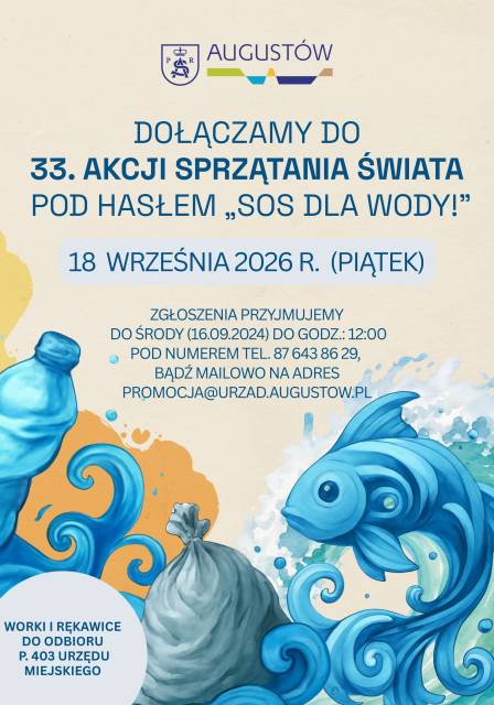 Augustów włącza się w 33. Akcję Sprzątania Świata: „SOS dla wody!”