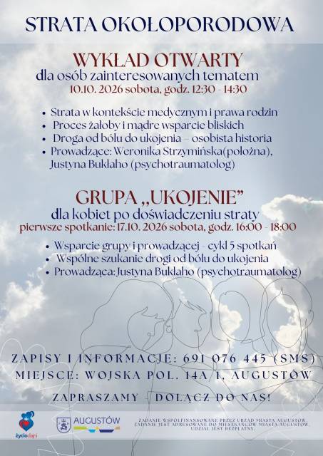 Strata okołoporodowa - wykład otwarty i grupa wsparcia „Ukojenie” w Augustowie